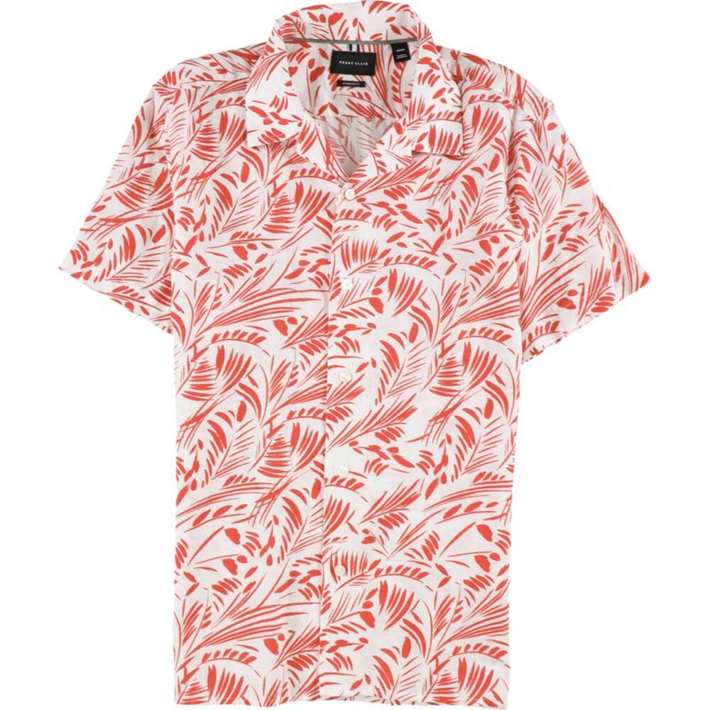 Perry Ellis Mens Abstract Leaf Print Button Up Shirt, NWT